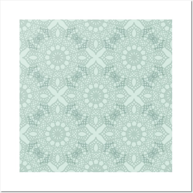 Blue-Green Kaleidoscope Pattern Wall Art by DeneboArt